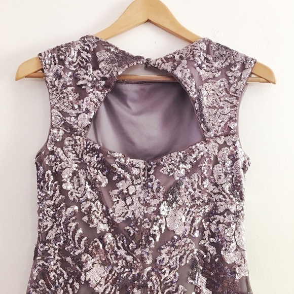 Ralph Lauren Gray Sequined Cut-Out Cocktail Dress - Picture 6 of 7